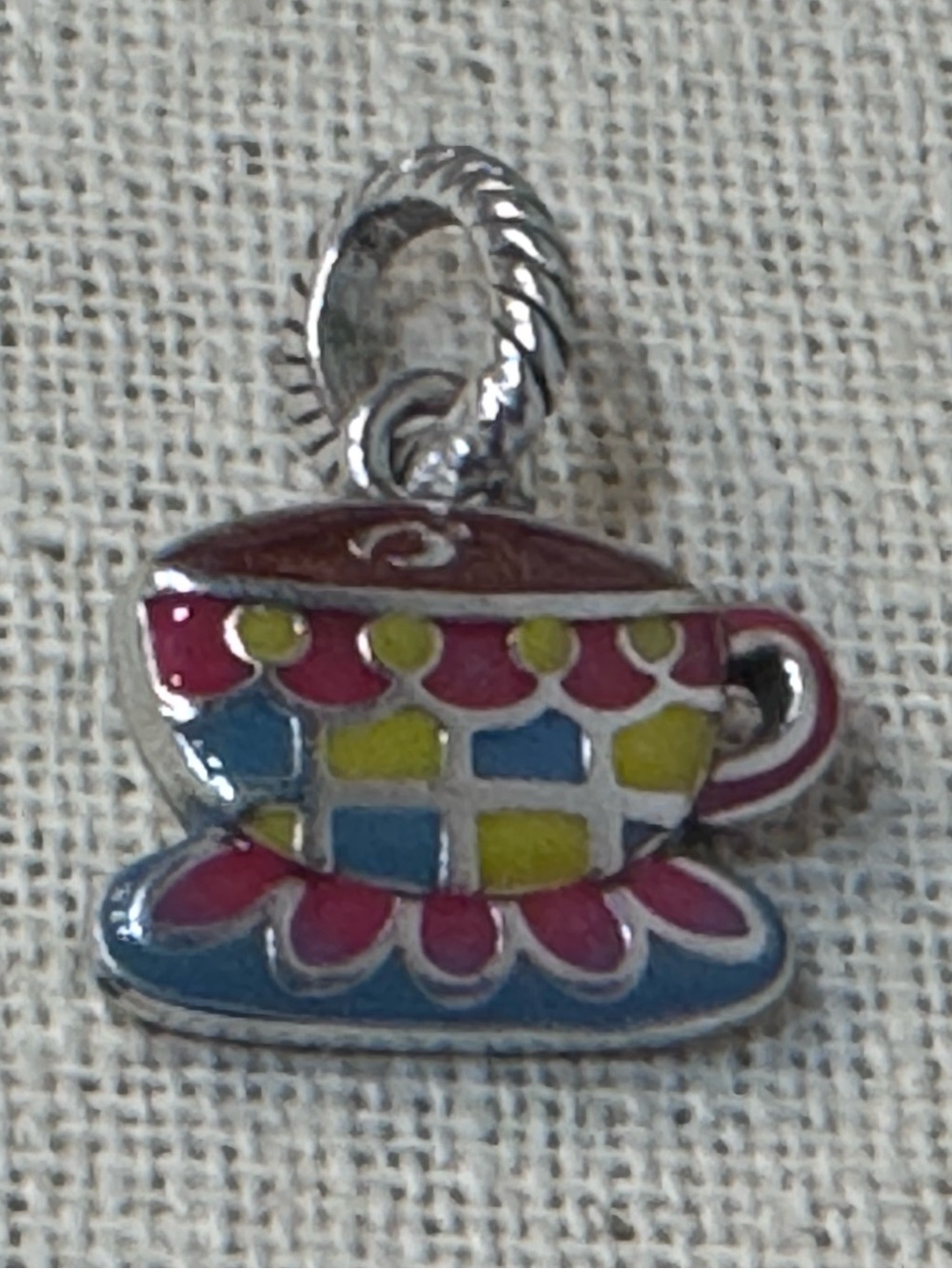 Brighton Multi-Colored Enamel Charm Pendant Coffee Cup Tea Cocoa Retired EC